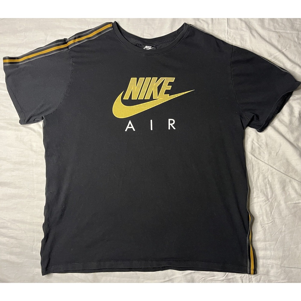 Nike Air T Shirt Men's Size 2XL Stripped Edges Short Sleeve Black